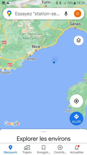 Position du bateau à 20h00